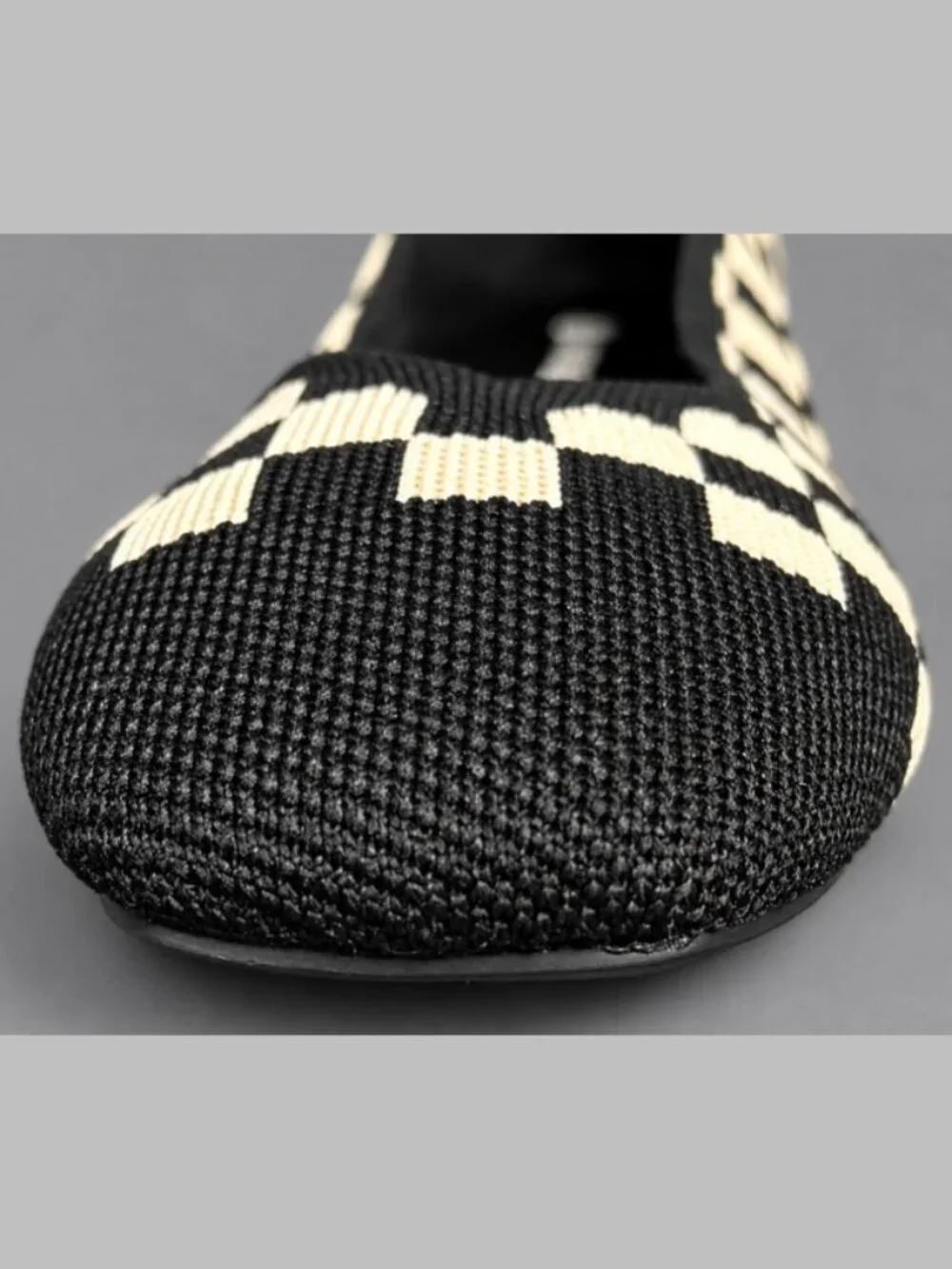 VIVAIA Margot 2.0 Women's Ballet Flats 8.5 EU 39.5 Black Cream Checkerboard Knit